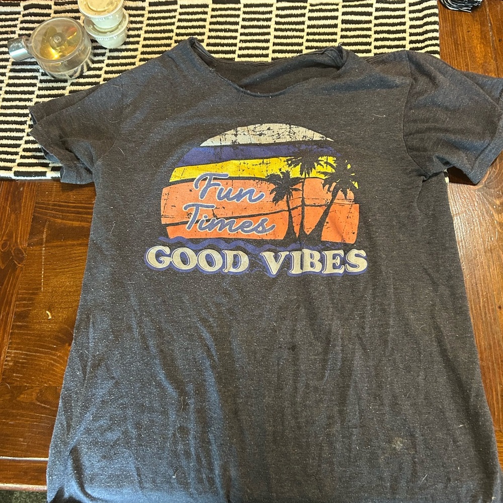 Gray Graphic Tee with Fun Times Print